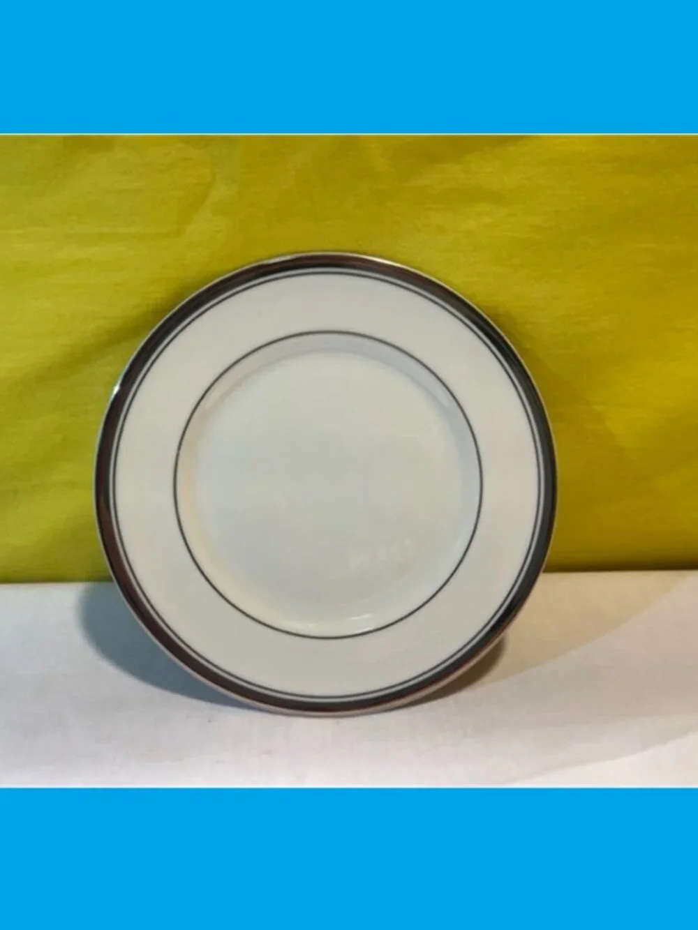 Four (4) Franciscan Huntington Pattern Platinum Trim Bread & Butter Plates 4BB